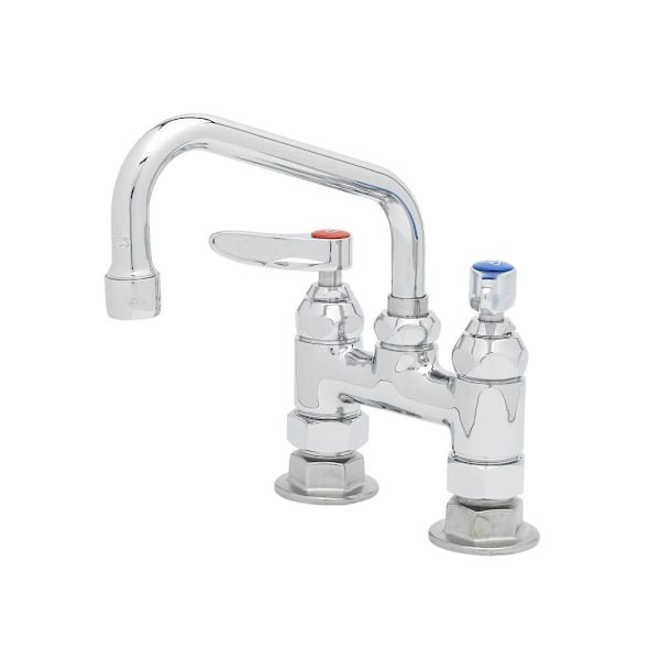 T&S Brass And Bronze Dbl Pantry Faucet Deck Mnt 4" Centers 6" Swing Nozzle 059x
