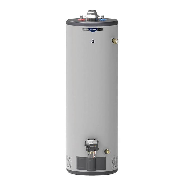 GE RealMAX Premium 40 Gal. Tall 40k BTU Natural Gas Atmospheric Water Heater With Smartshield, Side Valve