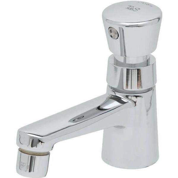 T & S Metering Faucet, 0.5 Gpm, 0.875" Spout, Polished Chrome