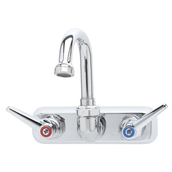 T & S Workboard Mixing Faucet, 2.2 Gpm, 4" Center, Polished Chrome, 2 Handles