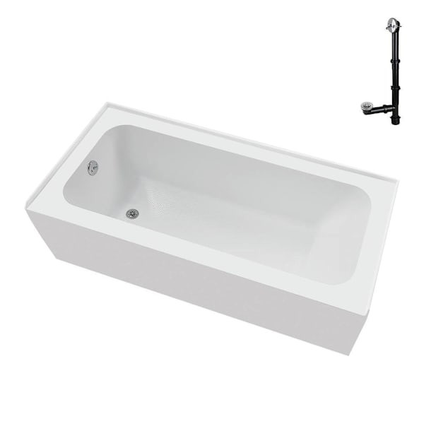 Streamline Nal-5680-Ch 66"X 32"Acrylic Alcove Bathtub White W/ LH Drain Chrome