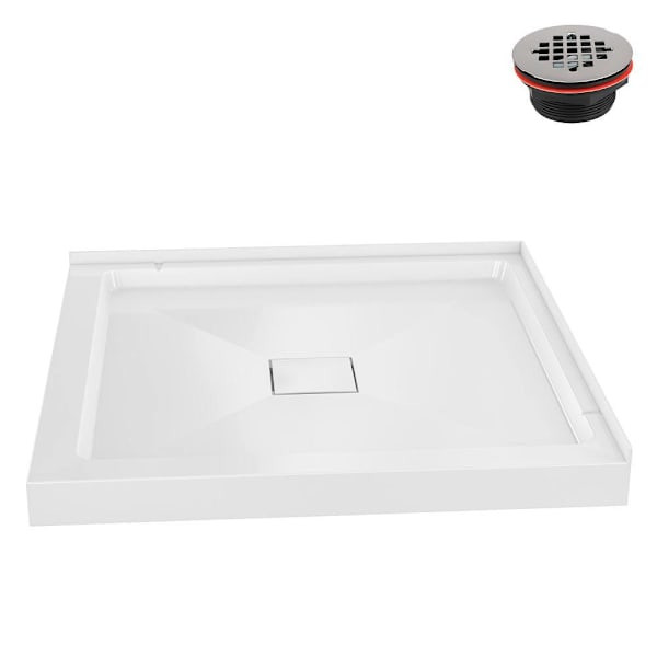 Streamline Dt-2239-118 34"X 34"Corner Pp Shower Base White W/ Center Drain Inc.