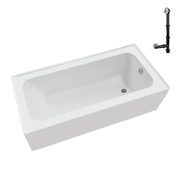 Streamline Nal-5700-Ch 66"X 32"Acrylic Alcove Bathtub White W/ RH Drain Chrome