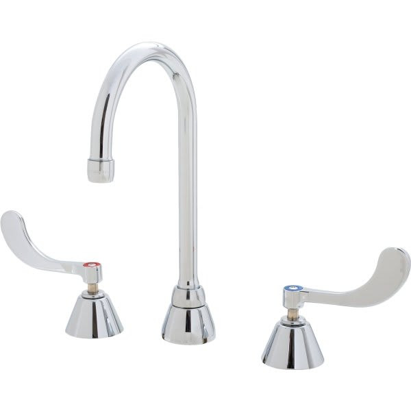 Chicago Faucets Sink Faucets, 2.2 Gpm, 7.5" Spout, 8" Center, Polished Chrome, Two Handle