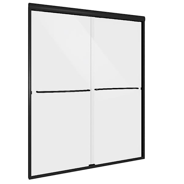 Craft + Main Cove 60 × 60-Inch Frameless Sliding Tub Door Clear/Matte Black