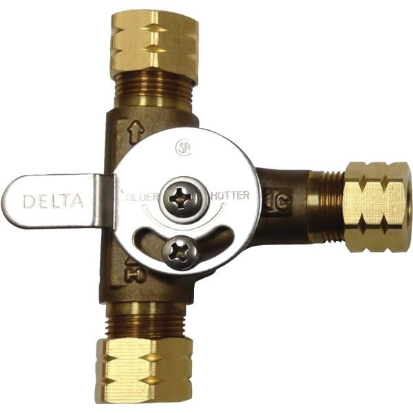 Delta Commercial Mechanical Mixing Valve, Solid Brass, 3/8" In/Out Compression Fittings
