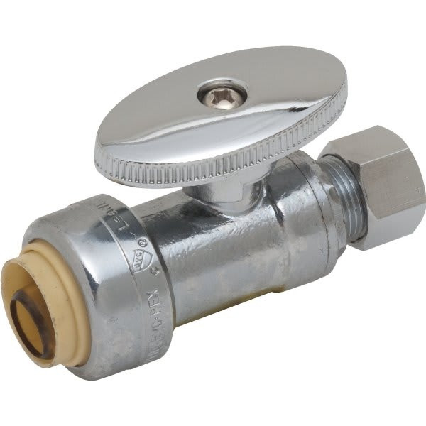 Maintenance Warehouse Push-To-Connect Quarter-Turn Straight Stop Valve 1/2 In. X 3/8 In.