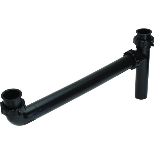 Pvc Tubular Double Sink Outlet Kit 1-1/2" X 16" Flanged Or Slip Joint Black