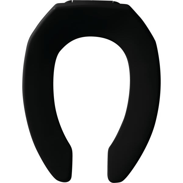 Bemis Commercial Stay-Tite Elongated Plastic Open Front Toilet Seat In Black