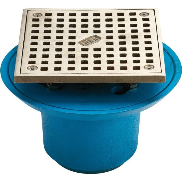 Zurn Fd2254-Ic2-S5 - 2" Cast Iron Shower Drain With 5" Nickel Bronze Top