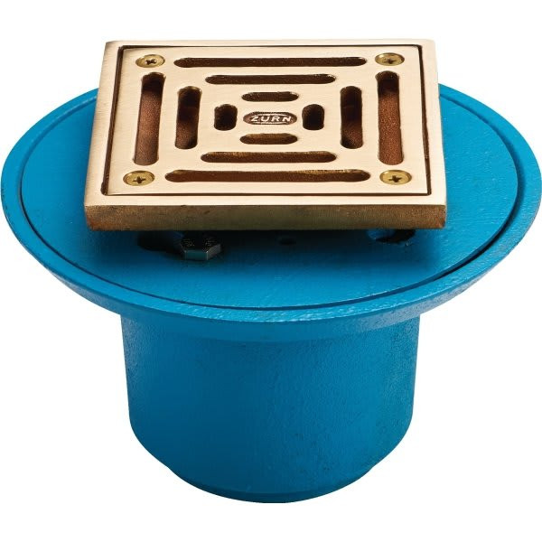Zurn Fd2254-Nh2-Bs4 - 2" Cast Iron Drain With 4" Brass Top