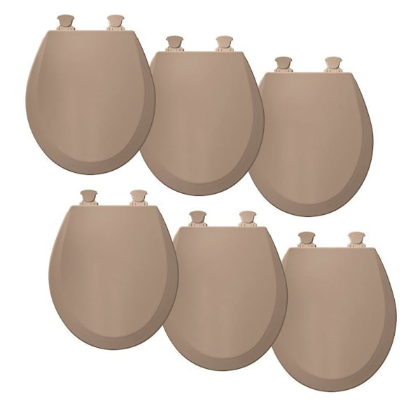 Bemis Easy-Clean Round Enameled Wood Closed Front Toilet Seats In Beige, Pack Of 6