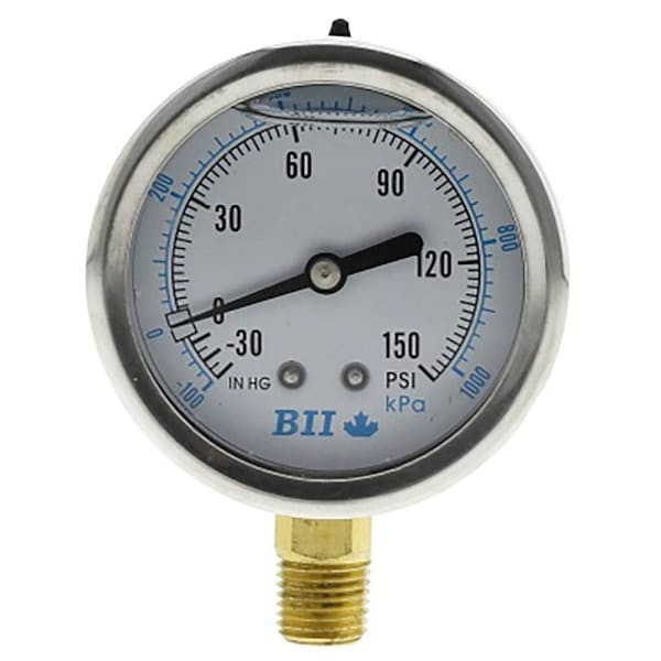 Boshart Liquid Filled 2.5" Gauge VAC 0-30 Inch Hg Ss - 2pgc253030g