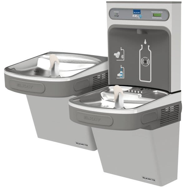 Elkay Ezh2o Bottle Filling Station/Bi-Level ADA Cooler, Filterd, 8 Gph, Ltgray