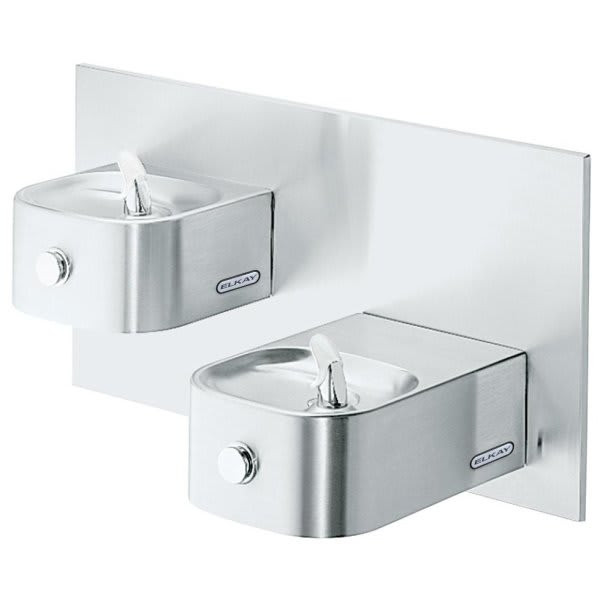 Elkay Soft Sides Fountain, Bi-Level, Nonfiltered Nonrefrigerated, Stainless