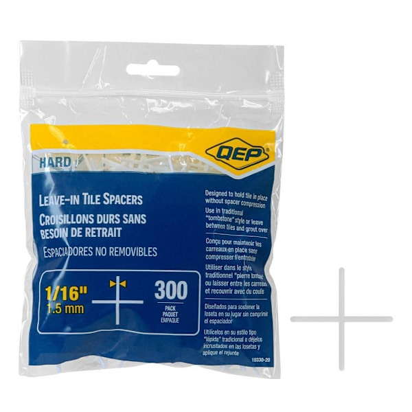QEP Hard Tile Spacers, Traditional Or Leave-In, 1/16", Package Of 300