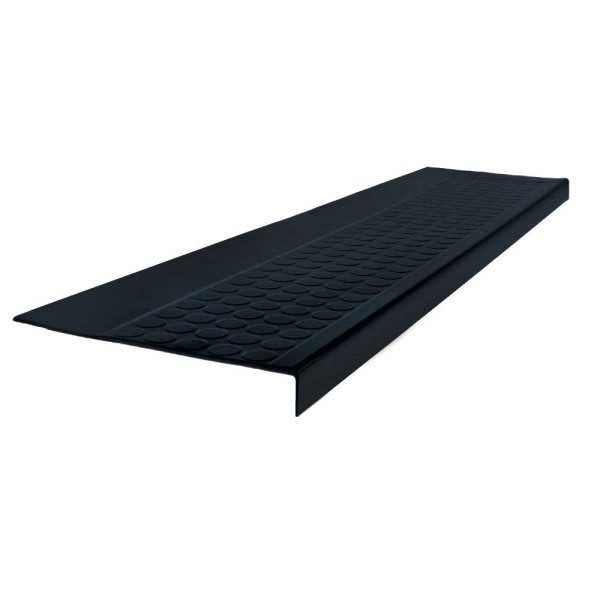 Roppe 12-1/2 X 4 Ft Black Low Circular Rubber Square Nose Stair Tread 48921P100