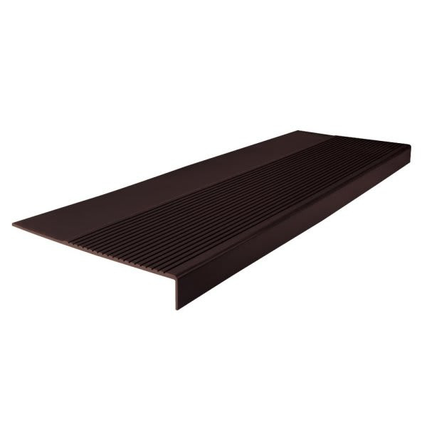 Roppe 12-1/4 X 3.5 Ft Brown Ribbed Rubber Square Nose Stair Tread