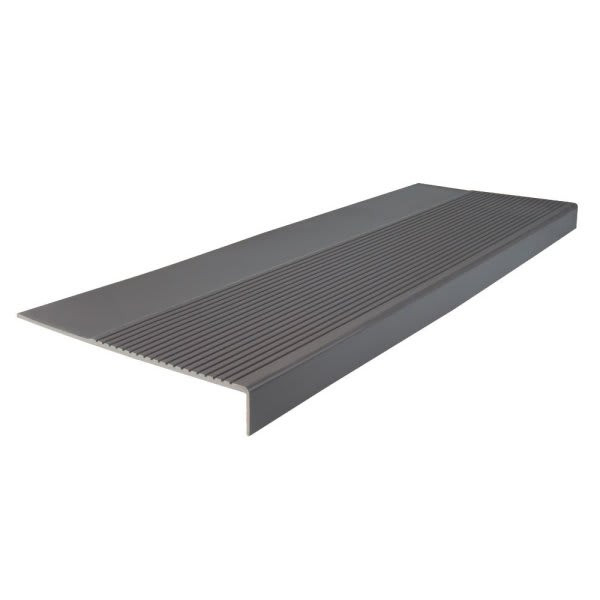 Roppe 12-1/4 X 3.5 Ft Charcoal Ribbed Rubber Square Nose Stair Tread