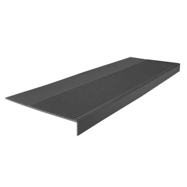 Roppe 12-1/4 X 4 Ft Black Brown Ld Ribbed Rubber Square Nose Stair Tread