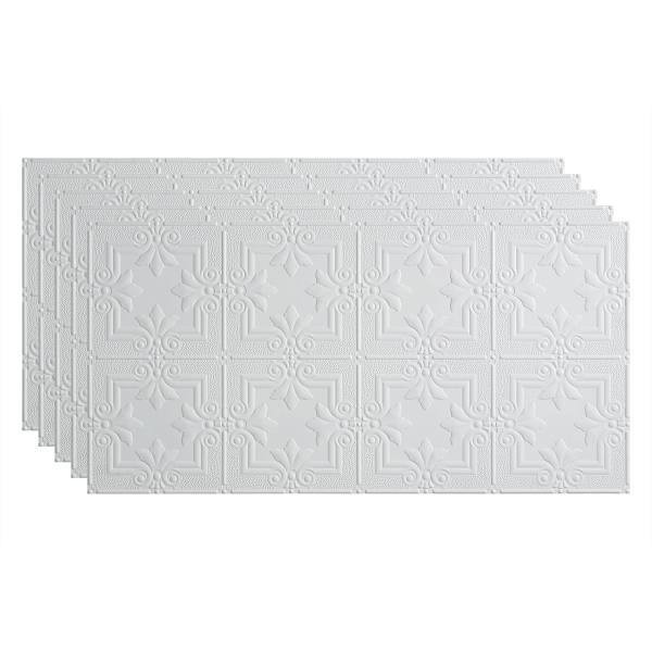 Fasade 2'X4' Regalia Glue Up Ceiling Panel, Matte White, Package Of 5