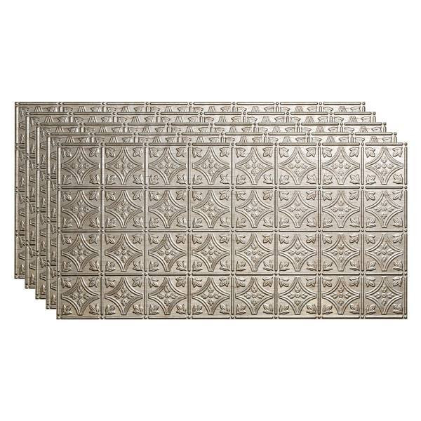 Fasade 2'X4' Traditional #1 Glue Up Ceiling Panel, Vintage Metal, Package Of 5