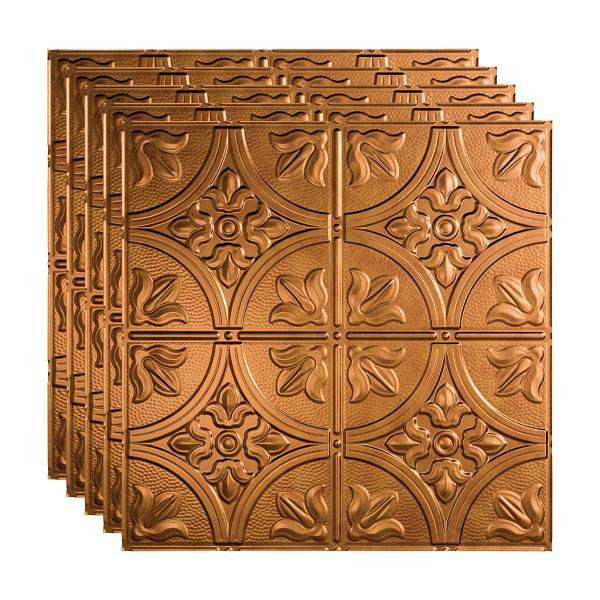 Fasade 2'X2' Traditional #2 Lay Ceiling Panel, Antique Bronze, Package Of 5