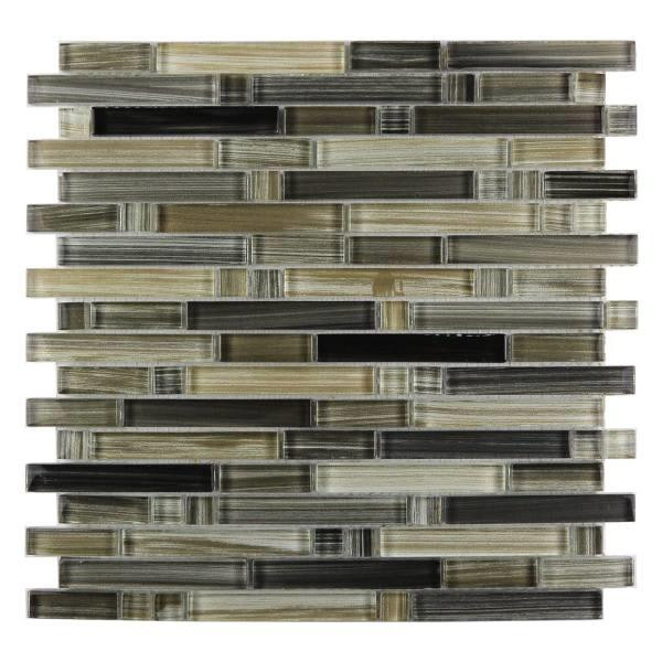 Abolos Handicraft Ii 0.5 X 2  Black Glass Linear Mosaic Wall Tile, Case Of 11