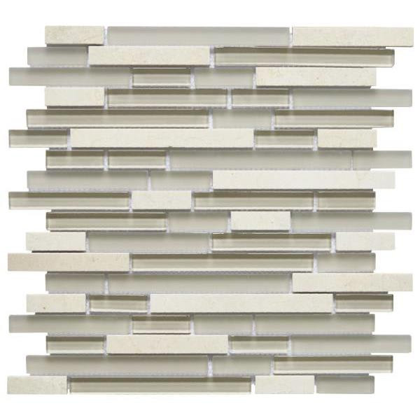Abolos Linear 12 X 12 In. Multi-Finish Glass/Stone Mosaic Tile (Sugar And Cream) (11-Box)