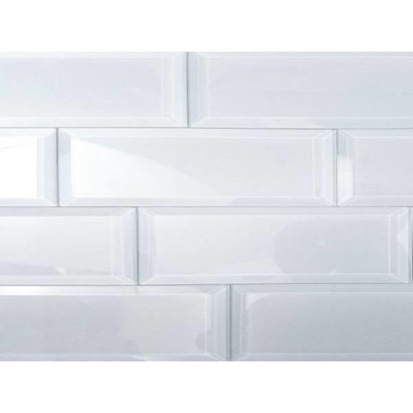 Abolos Frosted Elegance 3x12" Blue Glass Beveled Subway Wall Tile, Case Of 44