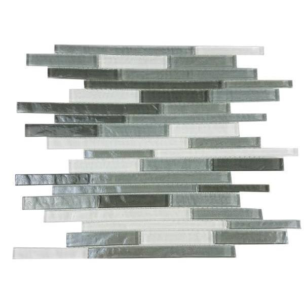 Abolos Geo 0.5 X 3 Gray Glass Linear Mosaic Wall Tile, Case Of 12