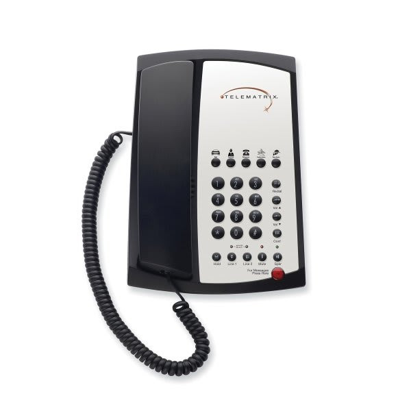 Telematrix 3102mwd5 Black 2-Line Speakerphone With 5-Guest Service Button