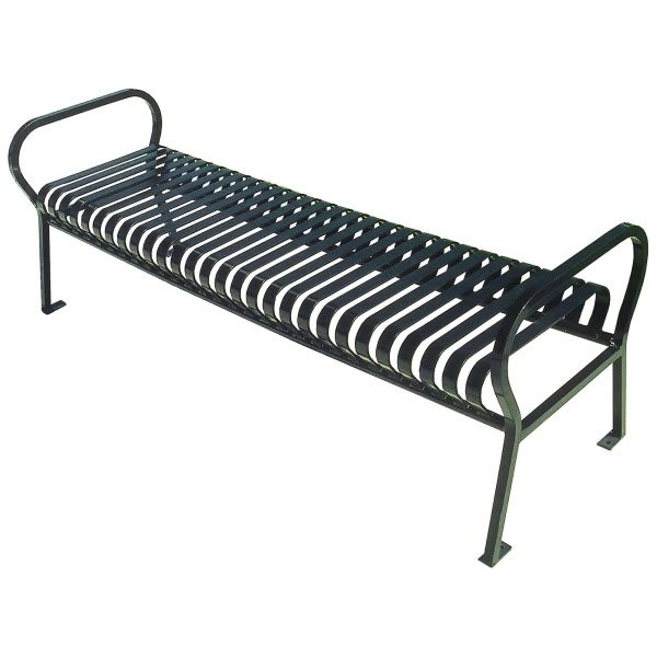 Ultrasite 6' Hamilton Bench Without Back Support, Slat Design - Black
