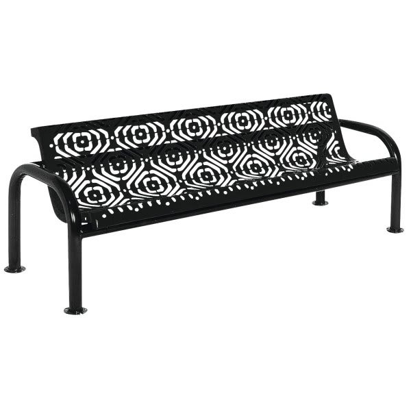Ultrasite Fiesta Black Surface Mount Contour Bench 6' With Back