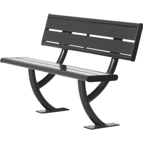 Ultrasite Black Surface Hartford Horizontal Slat 4' Bench