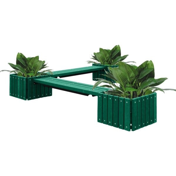 Ultrasite Green Portable Recycled Bench 6' With 3-Planters