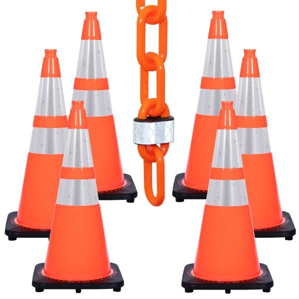 Mr. Chain 28 Inch Safety Orange Reflective Traffic Cone Reflective Chain Kit