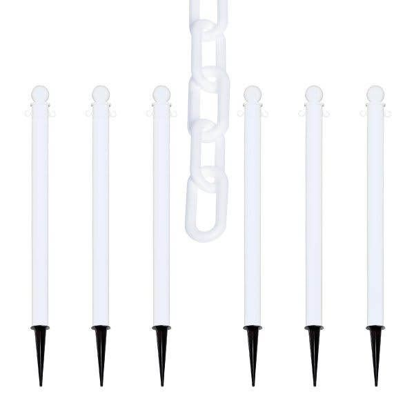 Mr. Chain White Medium Duty Ground Pole And Chain Kit