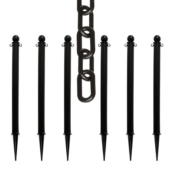 Mr. Chain Black Medium Duty Ground Pole And Chain Kit