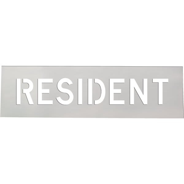 Stock Complete Word Parking Stencil - Resident, 4 In. Letters