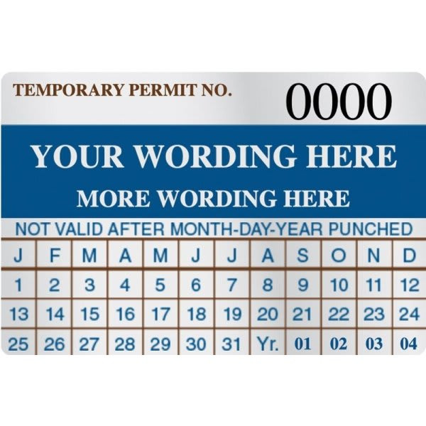 Custom Parking Permit With Front Adhesive, 3"X2", Month-Day-Year, Package Of 100