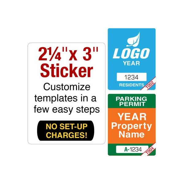 Custom Parking Permit Static Cling, 2-1/4 X 3, Package Of 100