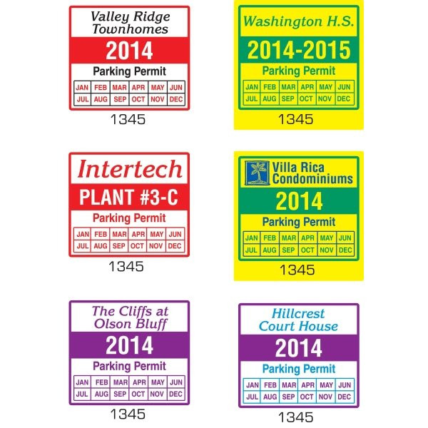 Custom Punch-Out Parking Permit With Front Adhesive, 3"X3", Package Of 100