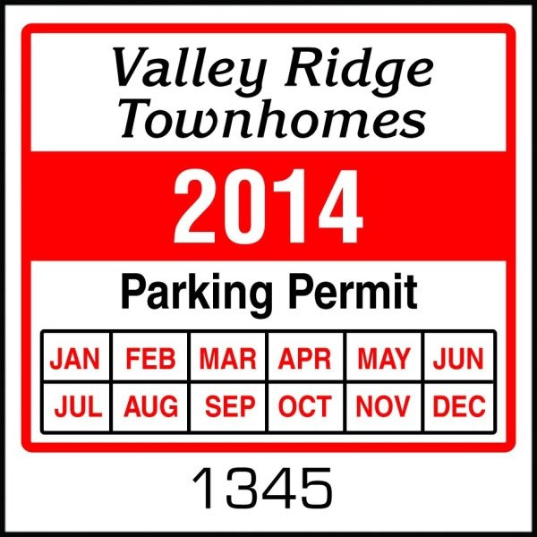 Custom Punch Out Parking Permit Static Cling, 3 X 3 Package Of 100