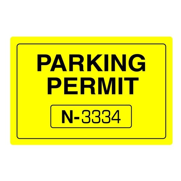 Parking Permit Window Stickers, Border Design, Yellow, 3 X 2, Package Of 100