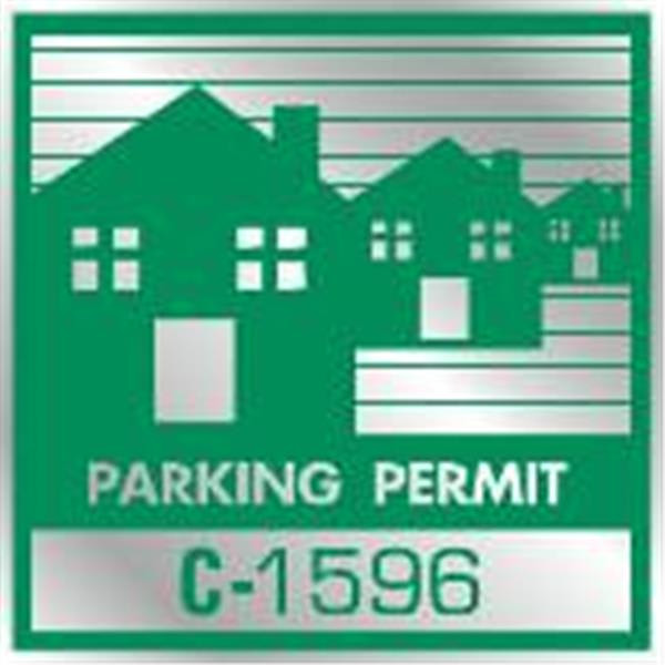 Parking Permit Window Stickers, Green/Silver Foil House, Package Of 100