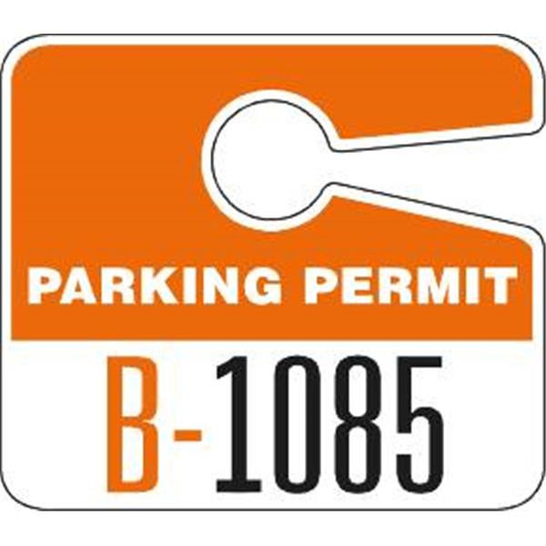 Plastic Parking Permit Tags, With Jumbo 1 Numbers Orange, Package Of 100