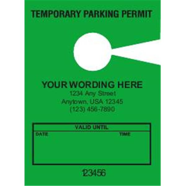 Temporary Parking Tags, Green, 2-3/4 X 3-3/4, Package Of 100