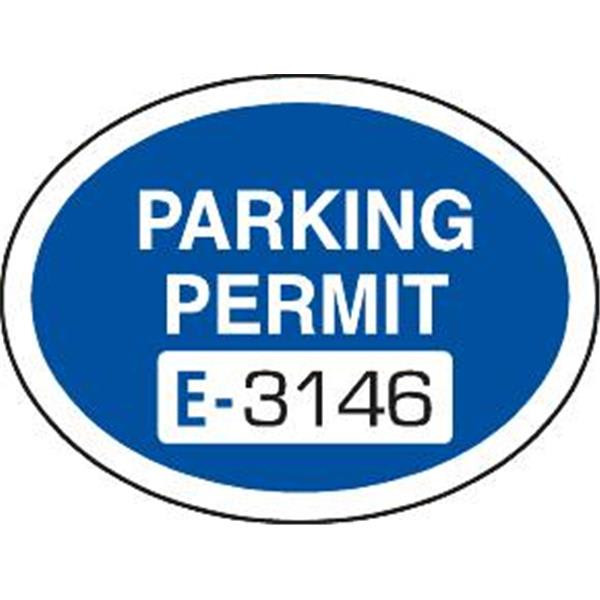 Parking Permit Window Stickers, Oval, Blue, 2 X 1-1/2, Package Of 100