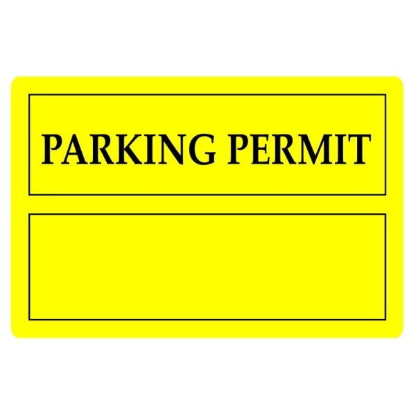Parking Permit Bumper Stickers, Yellow, 3 X 2 Package Of 100